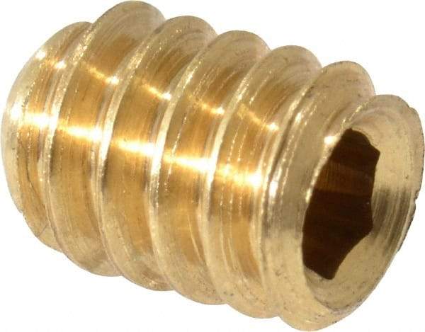 Value Collection - #10-24 UNC, 1/4" OAL, Cup Point Set Screw - Brass, 3/32" Key - USA Tool & Supply