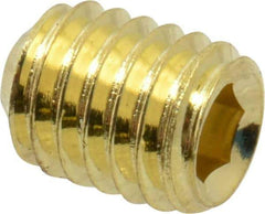 Value Collection - #10-32 UNF, 1/4" OAL, Cup Point Set Screw - Brass, 3/32" Key - USA Tool & Supply