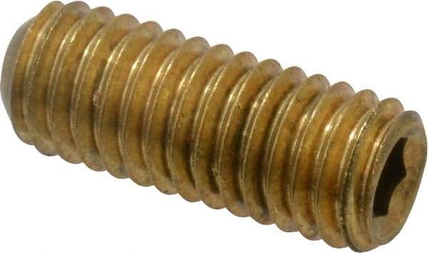 Value Collection - #10-32 UNF, 1/2" OAL, Cup Point Set Screw - Brass, 3/32" Key - USA Tool & Supply