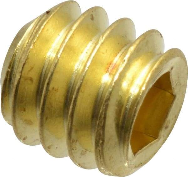 Value Collection - 1/4-20 UNC, 1/4" OAL, Cup Point Set Screw - Brass, 1/8" Key - USA Tool & Supply