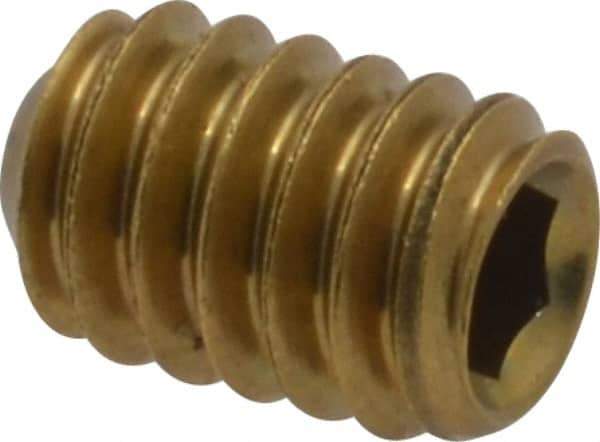 Value Collection - 1/4-20 UNC, 3/8" OAL, Cup Point Set Screw - Brass, 1/8" Key - USA Tool & Supply