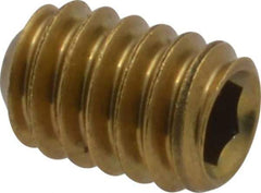 Value Collection - 1/4-20 UNC, 3/8" OAL, Cup Point Set Screw - Brass, 1/8" Key - USA Tool & Supply