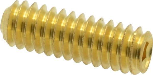 Value Collection - 1/4-20 UNC, 3/4" OAL, Cup Point Set Screw - Brass, 1/8" Key - USA Tool & Supply