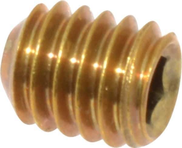 Value Collection - 5/16-18 UNC, 3/8" OAL, Cup Point Set Screw - Brass, 5/32" Key - USA Tool & Supply