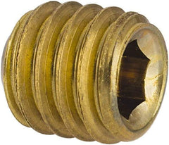 Value Collection - 3/8-16 UNC, 3/8" OAL, Cup Point Set Screw - Brass, 3/16" Key - USA Tool & Supply