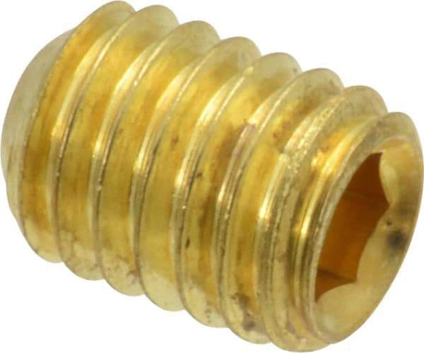 Value Collection - 3/8-16 UNC, 1/2" OAL, Cup Point Set Screw - Brass, 3/16" Key - USA Tool & Supply