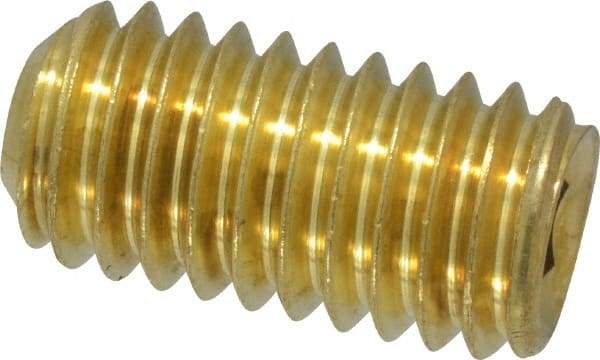 Value Collection - 3/8-16 UNC, 3/4" OAL, Cup Point Set Screw - Brass, 3/16" Key - USA Tool & Supply