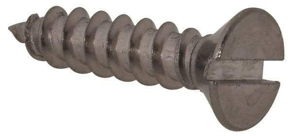 Value Collection - #6, 5/8" OAL, Slotted Drive, Flat Head Wood Screw - Stainless Steel, Grade 18-8 - USA Tool & Supply