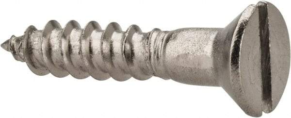 Value Collection - #6, 3/4" OAL, Slotted Drive, Flat Head Wood Screw - Stainless Steel, Grade 18-8 - USA Tool & Supply