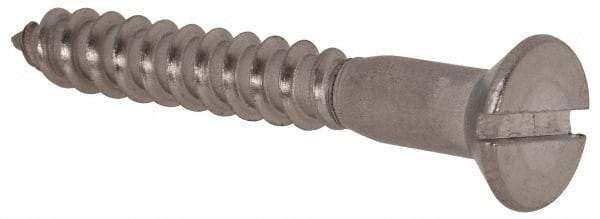 Value Collection - #10, 1-1/2" OAL, Slotted Drive, Flat Head Wood Screw - Stainless Steel, Grade 18-8 - USA Tool & Supply