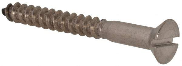 Value Collection - #10, 1-3/4" OAL, Slotted Drive, Flat Head Wood Screw - Stainless Steel, Grade 18-8 - USA Tool & Supply