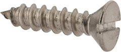 Value Collection - #12, 1" OAL, Slotted Drive, Flat Head Wood Screw - Stainless Steel, Grade 18-8 - USA Tool & Supply