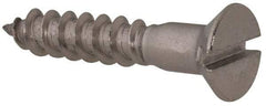 Value Collection - #12, 1-1/4" OAL, Slotted Drive, Flat Head Wood Screw - Stainless Steel, Grade 18-8 - USA Tool & Supply