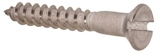 Value Collection - #12, 1-1/2" OAL, Slotted Drive, Flat Head Wood Screw - Stainless Steel, Grade 18-8 - USA Tool & Supply