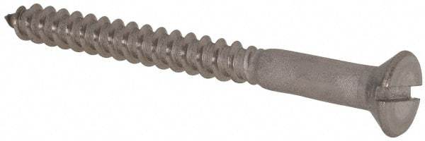 Value Collection - #12, 2-1/2" OAL, Slotted Drive, Flat Head Wood Screw - Stainless Steel, Grade 18-8 - USA Tool & Supply