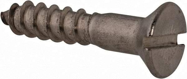 Value Collection - #14, 1-1/4" OAL, Slotted Drive, Flat Head Wood Screw - Stainless Steel, Grade 18-8 - USA Tool & Supply