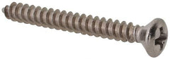 Value Collection - #4 Oval Head Phillips Sheet Metal Screw - Stainless Steel, 1" OAL, Grade 18-8 - USA Tool & Supply