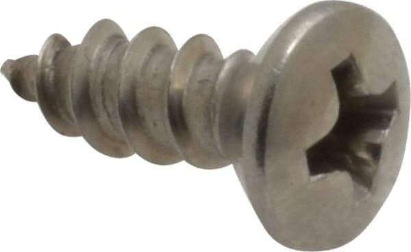 Value Collection - #8 Oval Head Phillips Sheet Metal Screw - Stainless Steel, 1/2" OAL, Grade 18-8 - USA Tool & Supply