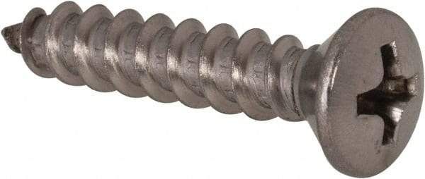 Value Collection - #10 Oval Head Phillips Sheet Metal Screw - Stainless Steel, 1" OAL, Grade 18-8 - USA Tool & Supply