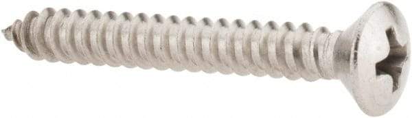 Value Collection - #10 Oval Head Phillips Sheet Metal Screw - Stainless Steel, 1-1/2" OAL, Grade 18-8 - USA Tool & Supply