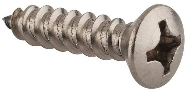 Value Collection - #12 Oval Head Phillips Sheet Metal Screw - Stainless Steel, 1" OAL, Grade 18-8 - USA Tool & Supply