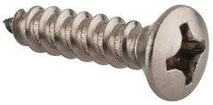 Value Collection - #12 Oval Head Phillips Sheet Metal Screw - Stainless Steel, 1" OAL, Grade 18-8 - USA Tool & Supply