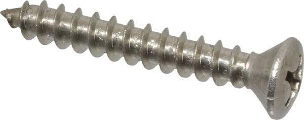 Value Collection - #12 Oval Head Phillips Sheet Metal Screw - Stainless Steel, 1-1/2" OAL, Grade 18-8 - USA Tool & Supply