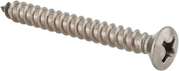 Value Collection - #12 Oval Head Phillips Sheet Metal Screw - Stainless Steel, 2" OAL, Grade 18-8 - USA Tool & Supply