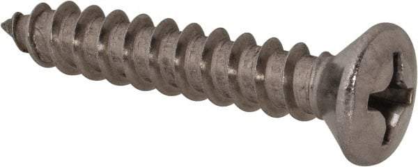 Value Collection - #14 Oval Head Phillips Sheet Metal Screw - Stainless Steel, 1-1/2" OAL, Grade 18-8 - USA Tool & Supply