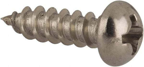 Value Collection - #6 Round Head Phillips Sheet Metal Screw - Stainless Steel, 1/2" Length Under Head, Grade 18-8 - USA Tool & Supply