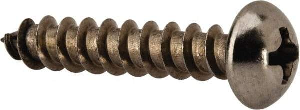 Value Collection - #10 Round Head Phillips Sheet Metal Screw - Stainless Steel, 1" Length Under Head, Grade 18-8 - USA Tool & Supply