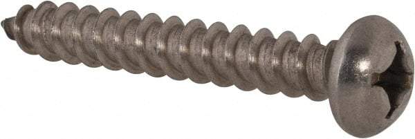 Value Collection - #12 Round Head Phillips Sheet Metal Screw - Stainless Steel, 1-1/2" Length Under Head, Grade 18-8 - USA Tool & Supply