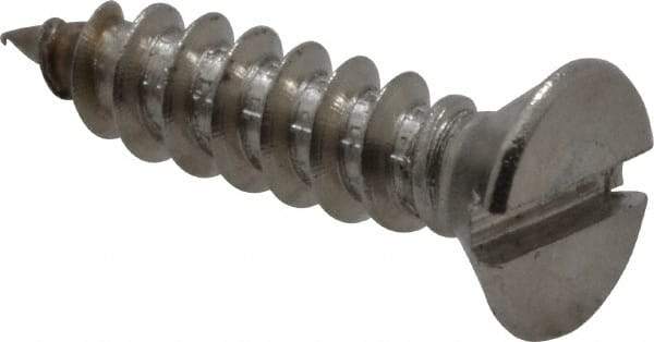 Value Collection - #4 Flat Head Slotted Sheet Metal Screw - Stainless Steel, 1/2" OAL, Grade 18-8 - USA Tool & Supply