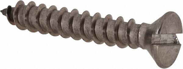 Value Collection - #8 Flat Head Slotted Sheet Metal Screw - Stainless Steel, 1" OAL, Grade 18-8 - USA Tool & Supply