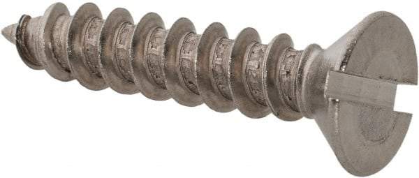 Value Collection - #10 Flat Head Slotted Sheet Metal Screw - Stainless Steel, 1" OAL, Grade 18-8 - USA Tool & Supply