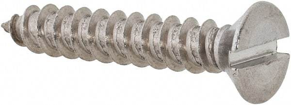 Value Collection - #14 Flat Head Slotted Sheet Metal Screw - Stainless Steel, 1-1/2" OAL, Grade 18-8 - USA Tool & Supply