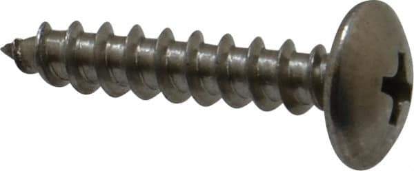 Value Collection - #10 Truss Head Slotted Sheet Metal Screw - Stainless Steel, 1" Length Under Head, Grade 18-8 - USA Tool & Supply