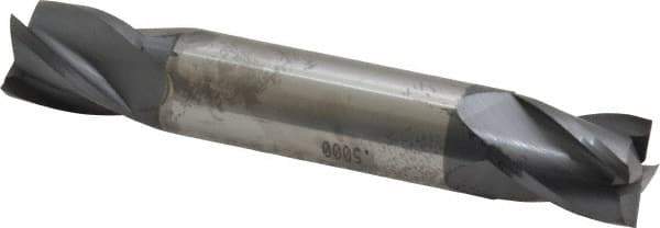 SGS - 1/2", 5/8" LOC, 1/2" Shank Diam, 3" OAL, 4 Flute, Solid Carbide Square End Mill - Double End, AlTiN Finish, Spiral Flute, 30° Helix, Centercutting, Right Hand Cut, Right Hand Flute, Series 14 - USA Tool & Supply
