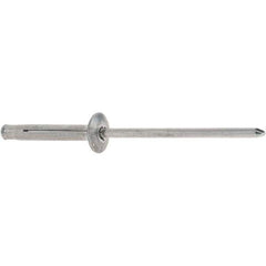 RivetKing - Dome Head Aluminum Plus Blind Rivet - Aluminum Mandrel, 1/8" to 3/8" Grip, 0.312" Head Diam, 0.129" to 0.143" Hole Diam, 0.975" Length Under Head, 1/8" Body Diam - USA Tool & Supply