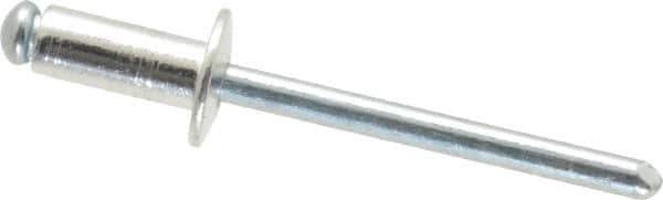 RivetKing - Size 64 Dome Head Aluminum Open End Blind Rivet - Steel Mandrel, 0.188" to 1/4" Grip, 3/8" Head Diam, 0.192" to 0.196" Hole Diam, 0.45" Length Under Head, 3/16" Body Diam - USA Tool & Supply