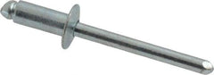 RivetKing - Size 64 Dome Head Steel Open End Blind Rivet - Steel Mandrel, 0.188" to 1/4" Grip, 3/8" Head Diam, 0.192" to 0.196" Hole Diam, 0.45" Length Under Head, 3/16" Body Diam - USA Tool & Supply