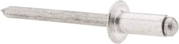 RivetKing - Size 64 Dome Head Aluminum Open End Blind Rivet - Aluminum Mandrel, 0.188" to 1/4" Grip, 3/8" Head Diam, 0.192" to 0.198" Hole Diam, 0.45" Length Under Head, 3/16" Body Diam - USA Tool & Supply