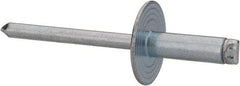 RivetKing - Size 66 Large Flange Dome Head Steel Open End Blind Rivet - Steel Mandrel, 0.251" to 3/8" Grip, 5/8" Head Diam, 0.192" to 0.196" Hole Diam, 0.575" Length Under Head, 3/16" Body Diam - USA Tool & Supply