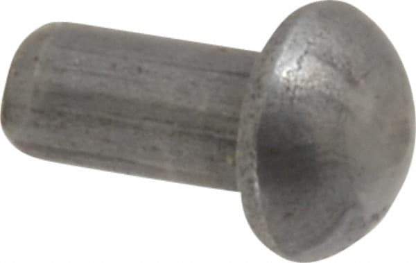 RivetKing - 1/8" Body Diam, Round Steel Solid Rivet - 1/4" Length Under Head - USA Tool & Supply