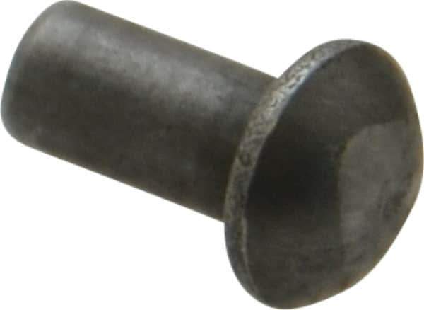 RivetKing - 3/16" Body Diam, Round Uncoated Steel Solid Rivet - 3/8" Length Under Head - USA Tool & Supply