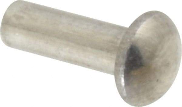 RivetKing - 1/8" Body Diam, Round Aluminum Solid Rivet - 3/8" Length Under Head, Grade 1100F - USA Tool & Supply