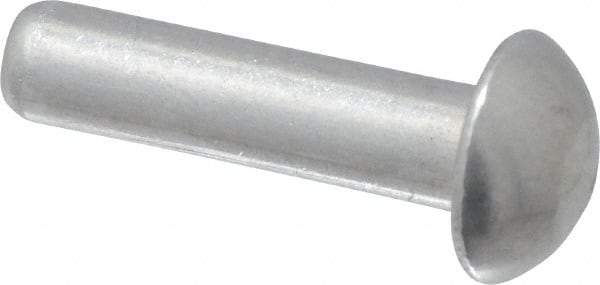 RivetKing - 1/8" Body Diam, Round Uncoated Aluminum Solid Rivet - 1/2" Length Under Head, Grade 1100F - USA Tool & Supply