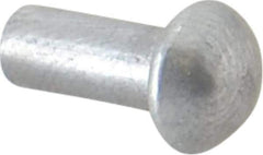 RivetKing - 5/32" Body Diam, Round Uncoated Aluminum Solid Rivet - 3/8" Length Under Head, Grade 1100F - USA Tool & Supply