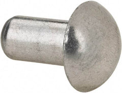 RivetKing - 3/16" Body Diam, Round Uncoated Aluminum Solid Rivet - 3/8" Length Under Head, Grade 1100F - USA Tool & Supply