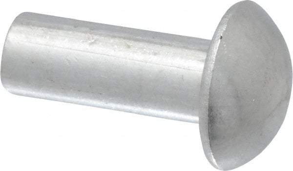 RivetKing - 3/16" Body Diam, Round Uncoated Aluminum Solid Rivet - 1/2" Length Under Head, Grade 1100F - USA Tool & Supply